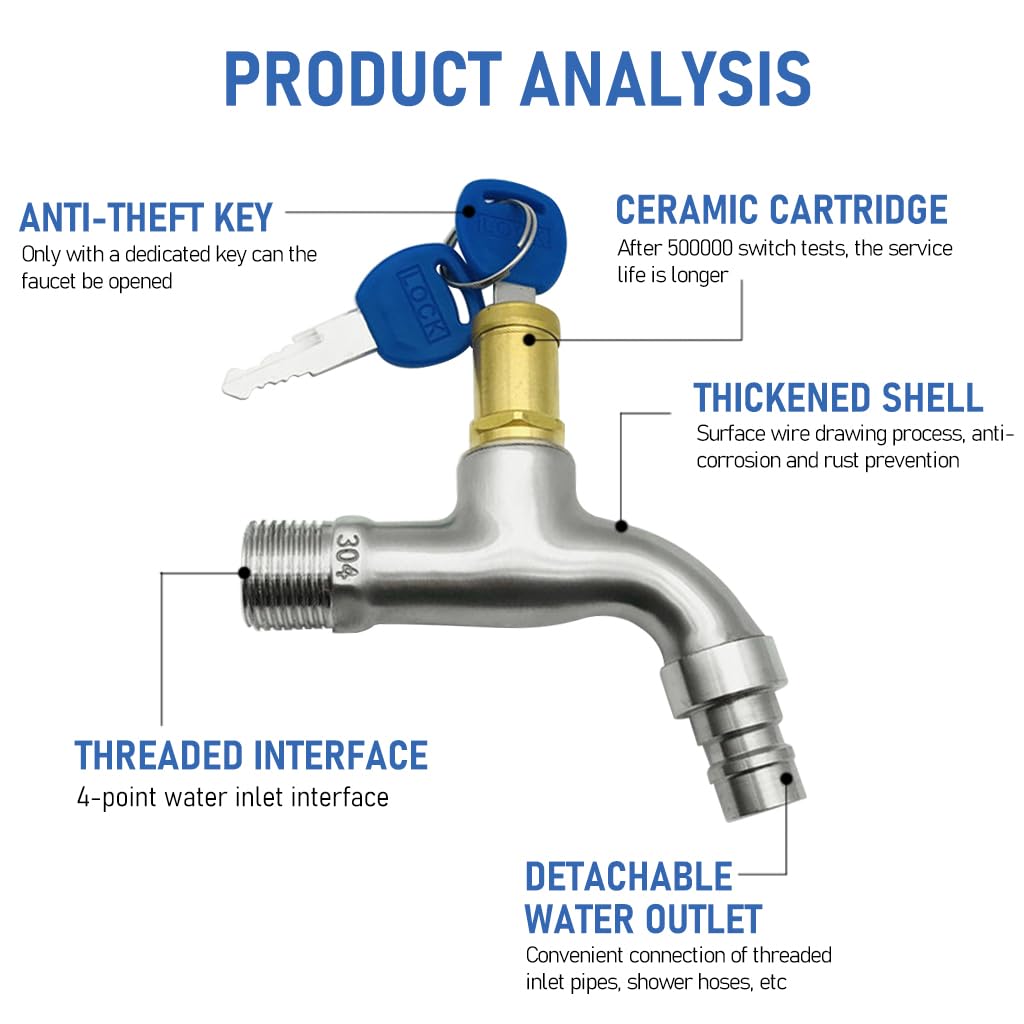 HASTHIP Washing Machine Tap with 2 Copper Keys, 1/2 HASTHIP Washing Machine Tap with 2 Copper Keys, 1/2